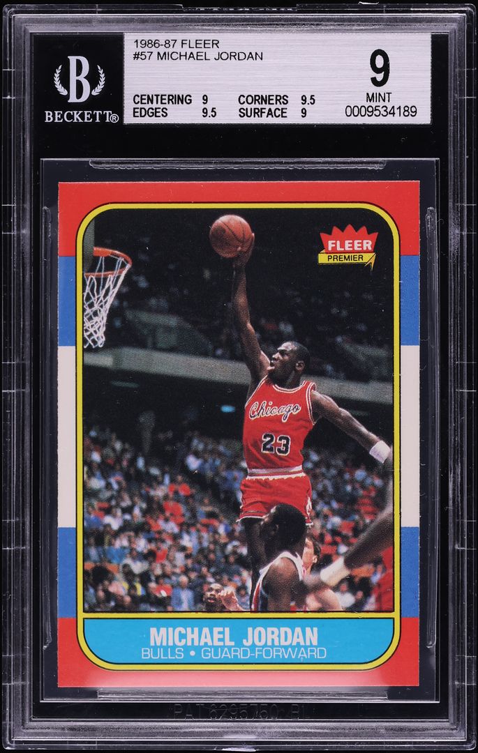 1986 Fleer Basketball Michael Jordan ROOKIE #57 BGS 9 MINT