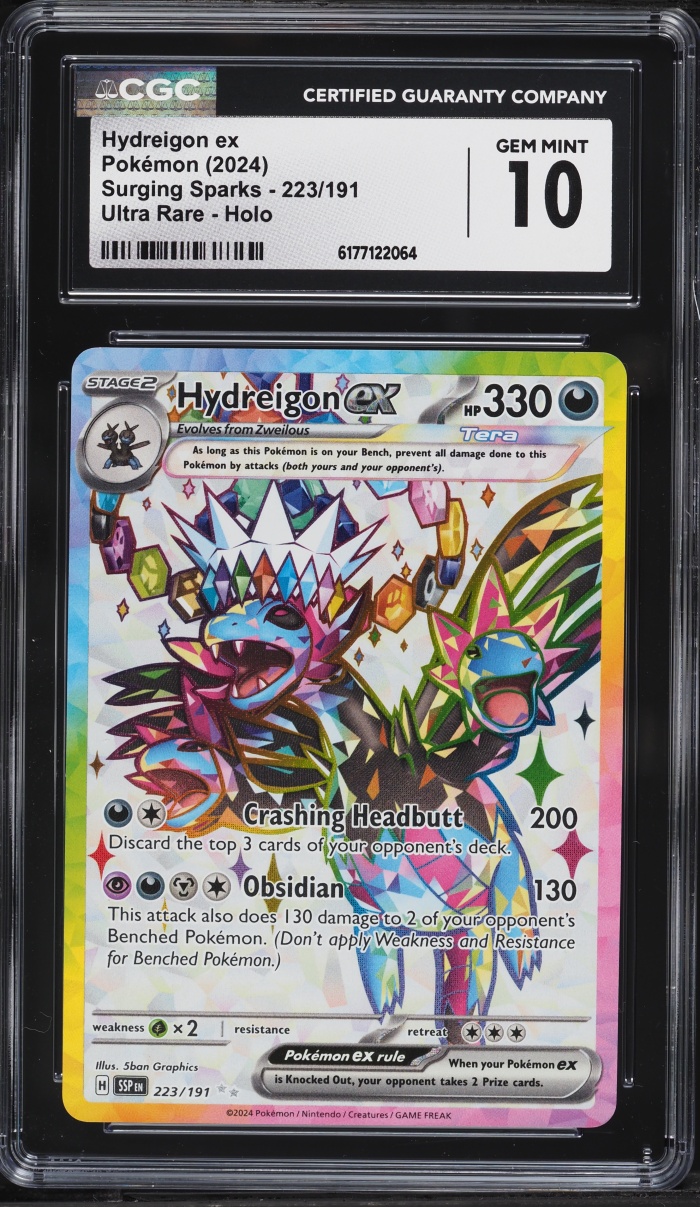 2024 Pokemon Scarlet & Violet Surging Sparks Full Art Hydreigon Ex #223 CGC 10 GEM MINT