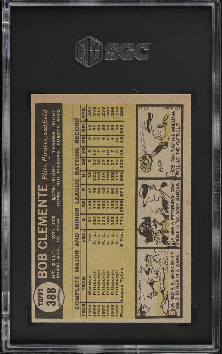 1961 Topps Roberto Clemente #388 SGC 7 NRMT