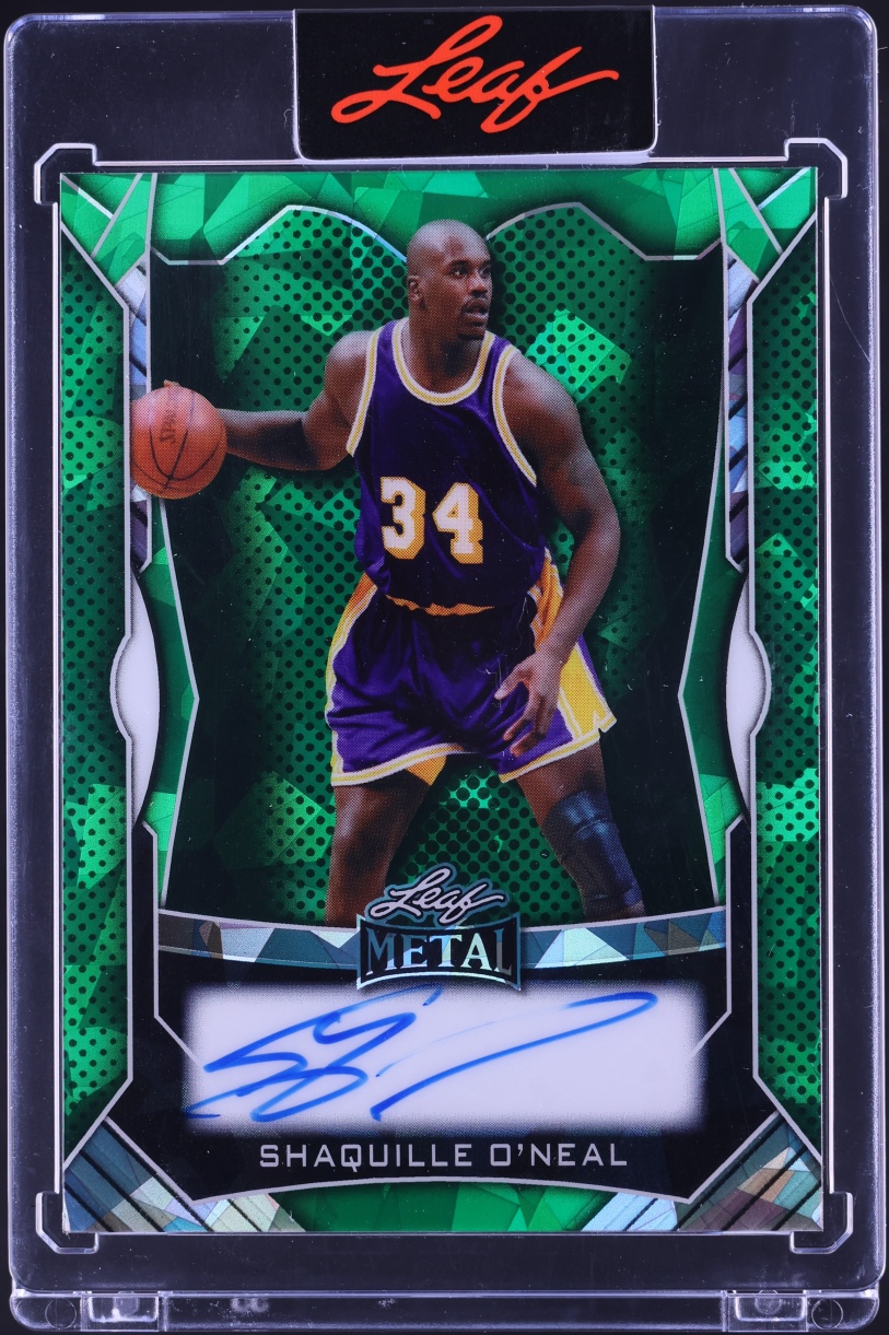 2025 Leaf Metal Authentics Volume 2 Green Crystal Shaquille O'Neal AUTO /15 #BA-SO1