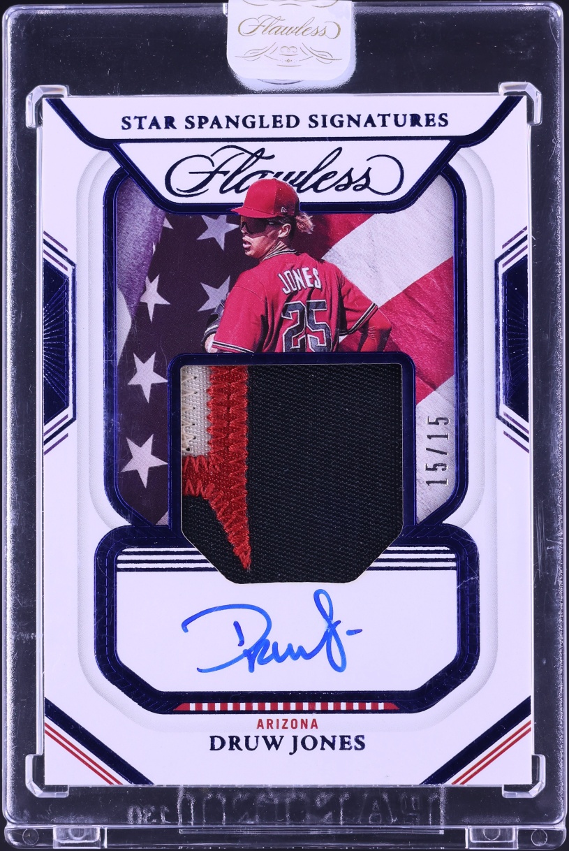 2023 Panini Flawless Star Spangled Signatures Sapphire Druw Jones ROOKIE PATCH AUTO 15/15 #SSDJ