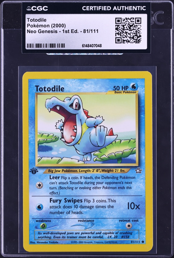 totodile pokemon card price 1999 Japanese Neo Premium File #158 CGC 9 MINT on Fanatics Collect Retreat Cost Feraligatr Croconaw Totodile Pokémon Cards