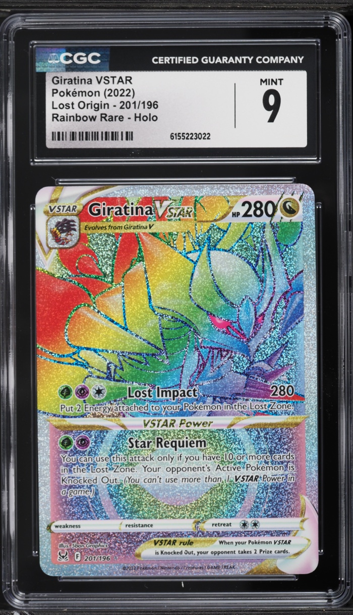 2022 Pokemon Sword & Shield Lost Origin Rainbow Rare Giratina VSTAR #201 CGC 9 MINT