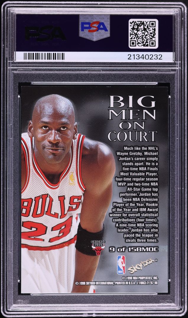 1997 Skybox Z-Force Big Men On Court Michael Jordan #9 PSA 10 GEM MINT - Photo 2