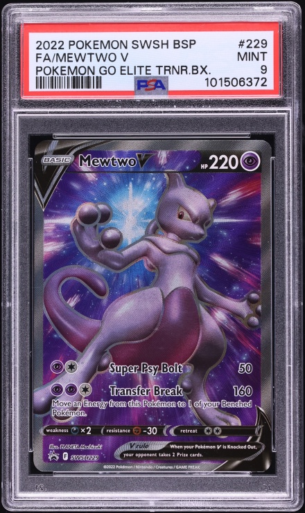 2022 Pokemon Sword & Shield Promo GO ETB Full Art Mewtwo V #229 PSA 9 MINT