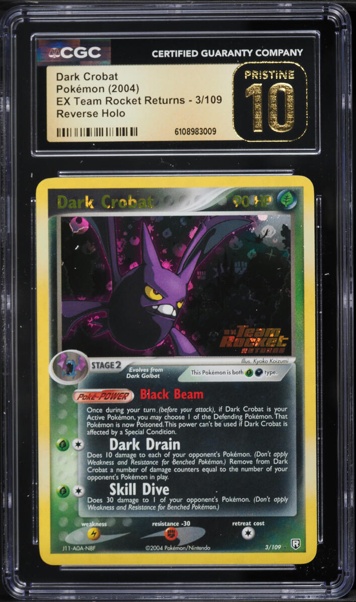 2004 Pokemon EX Team Rocket Returns Reverse Holo Dark Crobat #3 CGC 10 PRISTINE