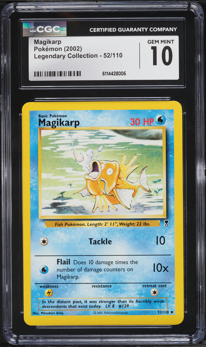 2002 Pokemon Legendary Collection Magikarp #52 CGC 10 GEM MINT