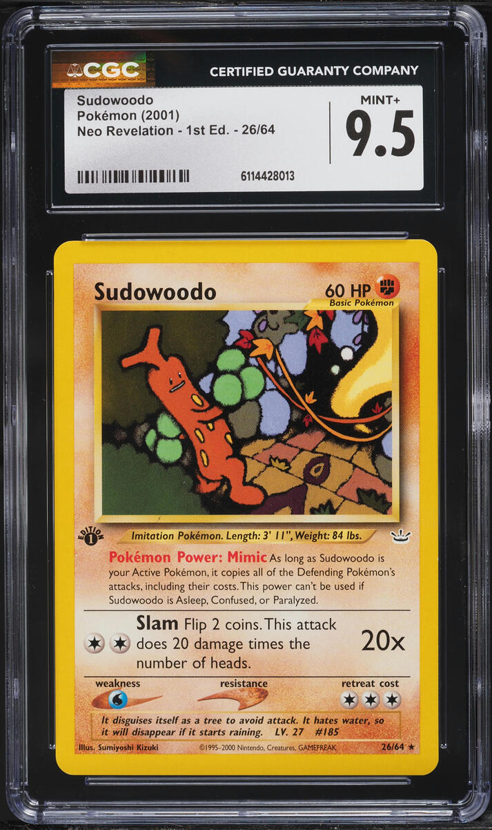2001 Pokemon Neo Revelation 1st Edition Sudowoodo #26 CGC 9.5 MINT+
