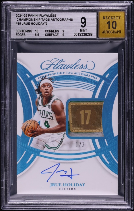 2024 Panini Flawless Championship Tags Jrue Holiday PATCH AUTO 1/2 #CTA-JRU BGS 9 MINT