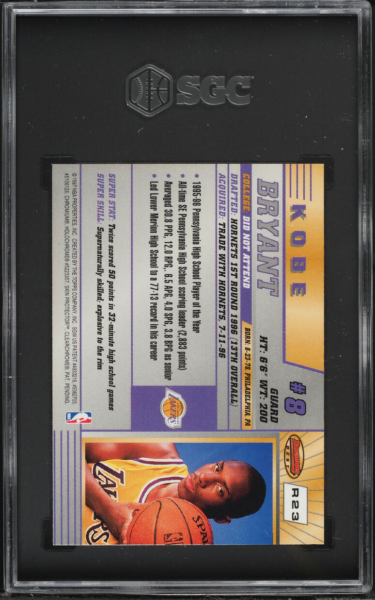 1996 Bowman's Best Kobe Bryant ROOKIE #R23 SGC 8 NM-MT