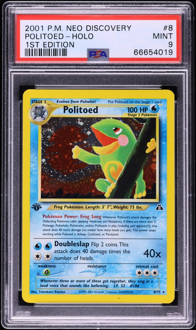 2001 Pokemon Neo Discovery 1st Edition Holo Politoed #8 PSA 9 MINT