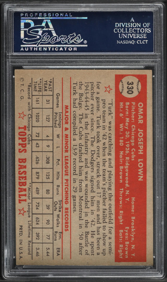 1952 Topps Turk Lown #330 PSA 6 EXMT