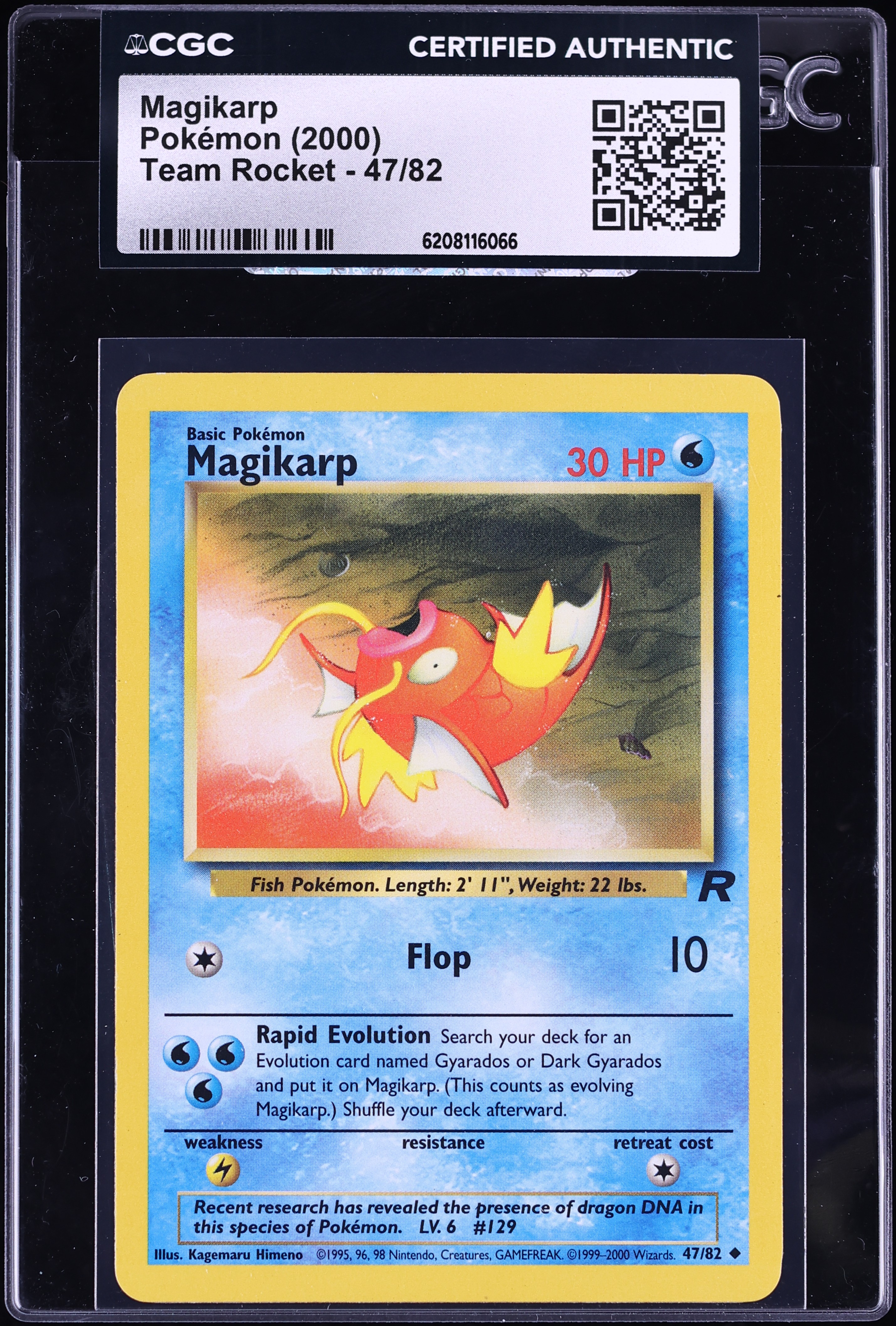 2000 Pokemon Team Rocket Magikarp #47 CGC AUTH