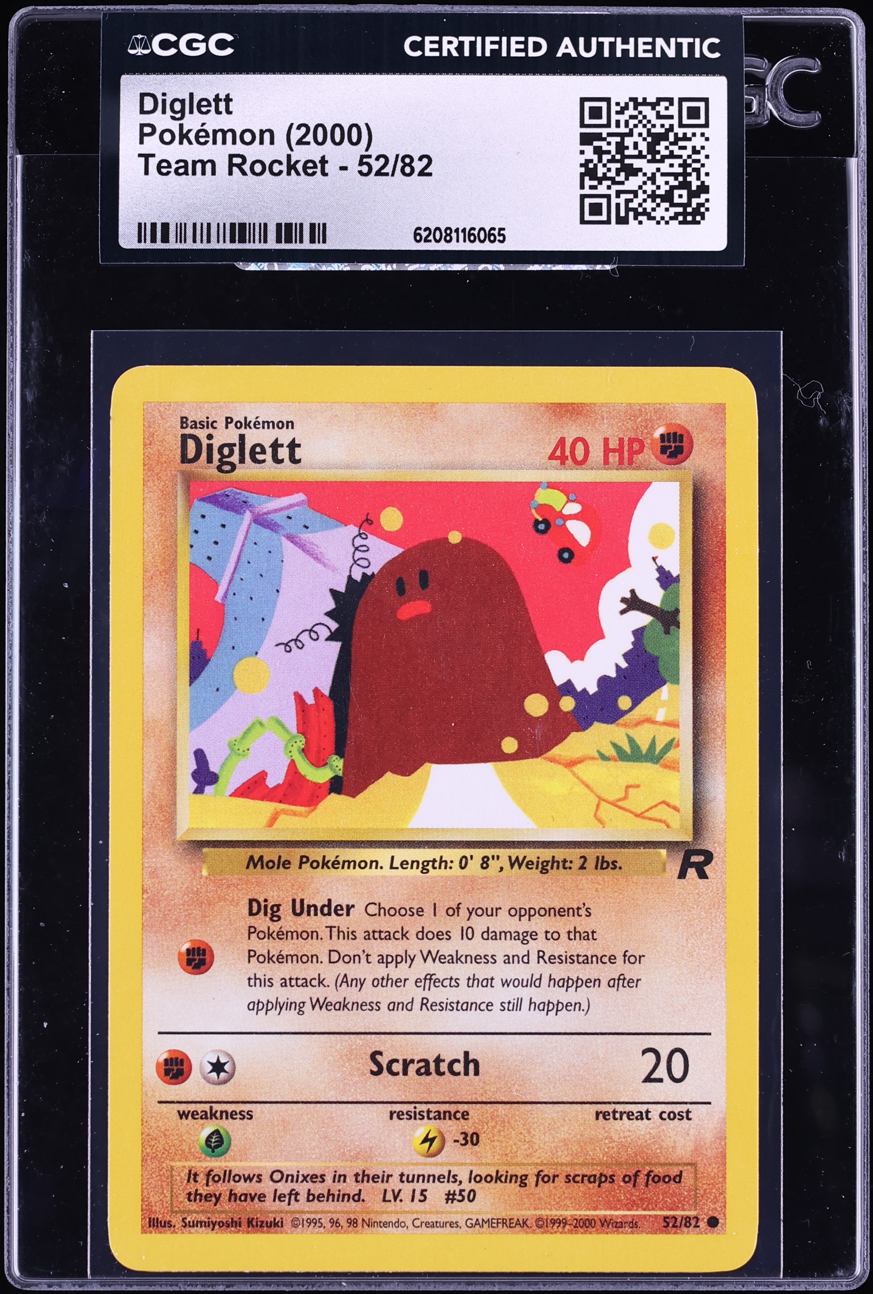 2000 Pokemon Team Rocket Diglett #52 CGC AUTH