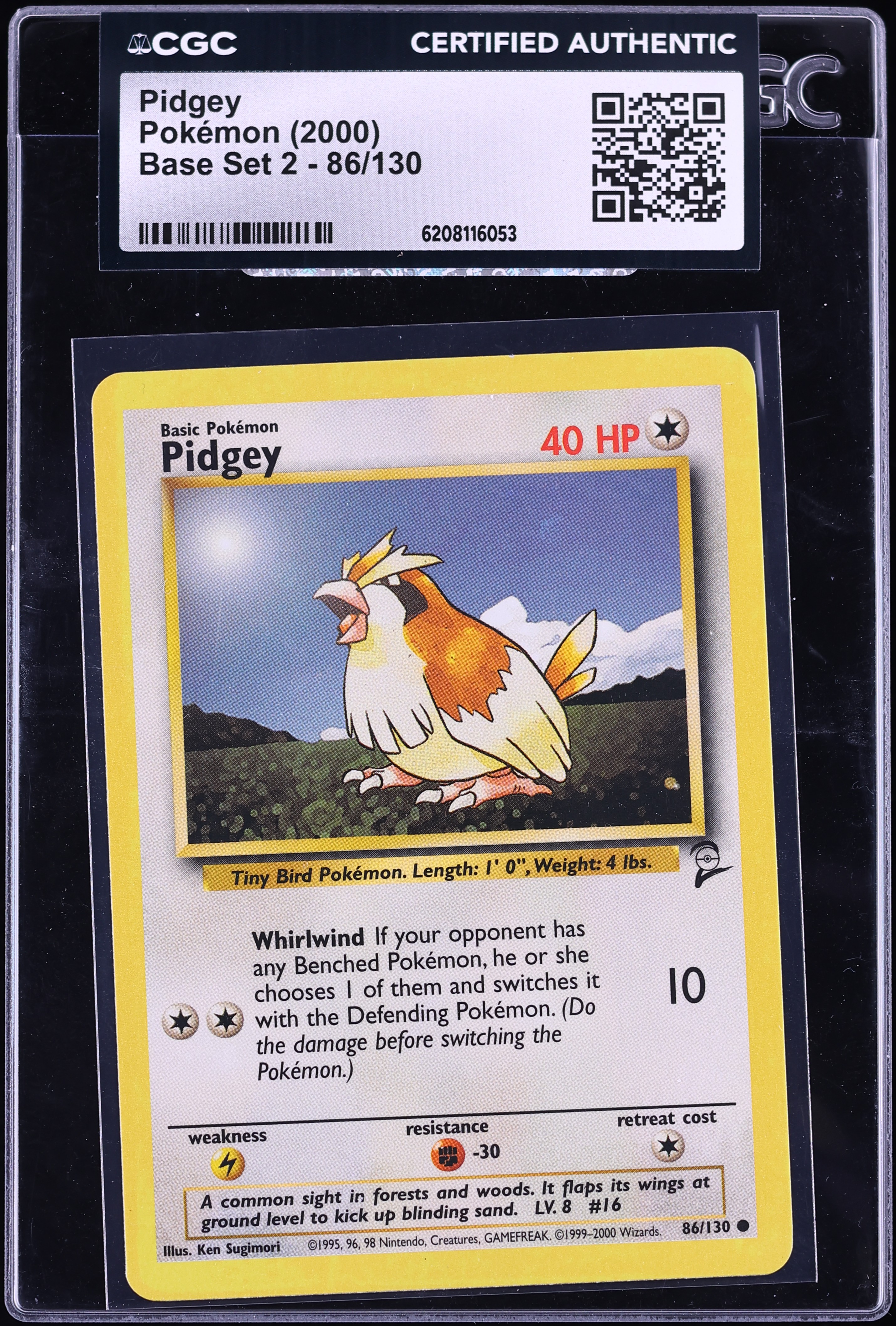 2000 Pokemon Base Set 2 Pidgey #86 CGC AUTH