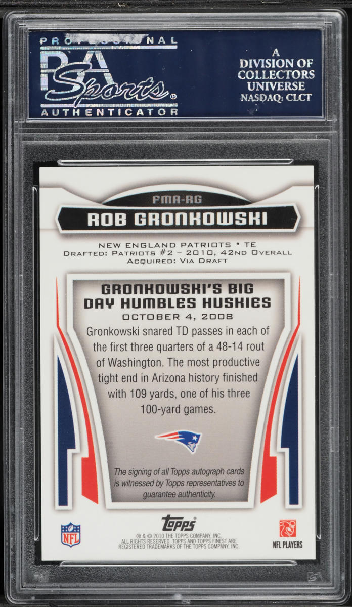 2010 Finest Moments Rob Gronkowski ROOKIE AUTO #FMARG PSA 10 GEM MINT