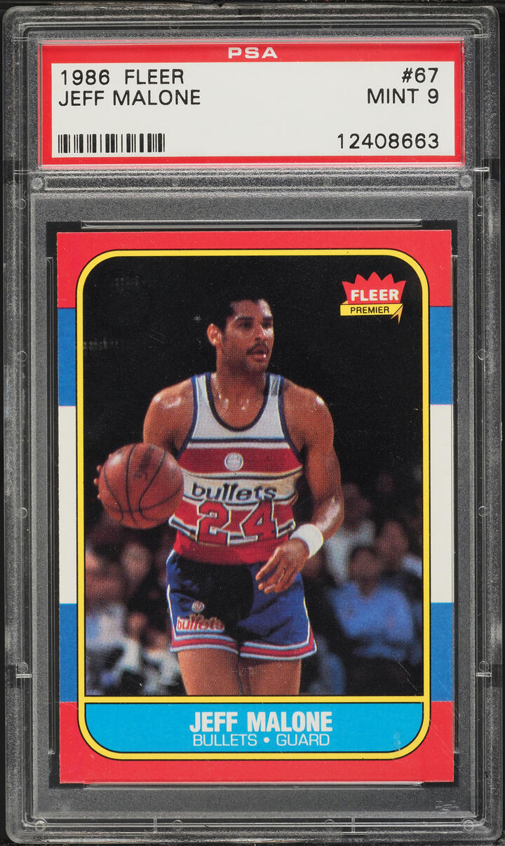 1986 Fleer Basketball Jeff Malone ROOKIE #67 PSA 9 MINT