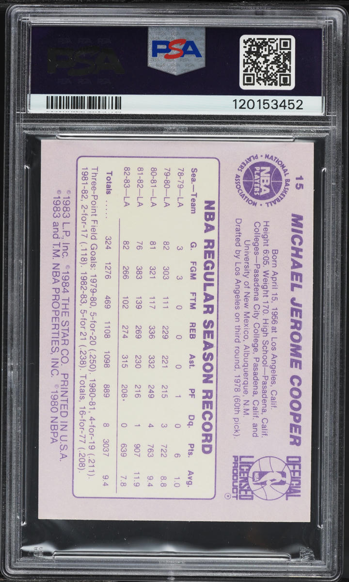 1983 Star Basketball Michael Cooper SHORT PRINT #15 PSA 8 NM-MT