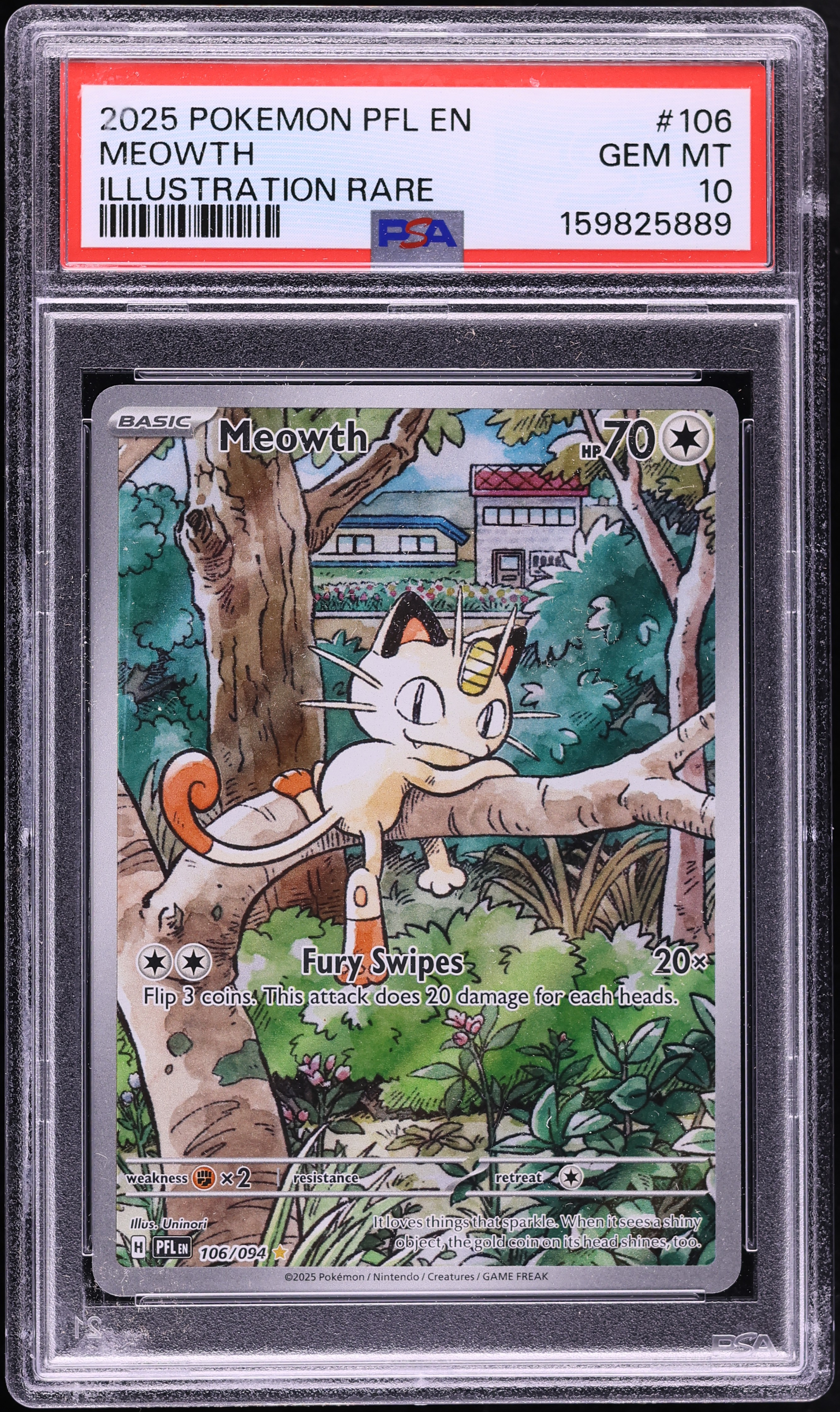 2025 Pokemon Mega Evolution Phantasmal Flames IR Meowth #106 PSA 10 GEM MINT
