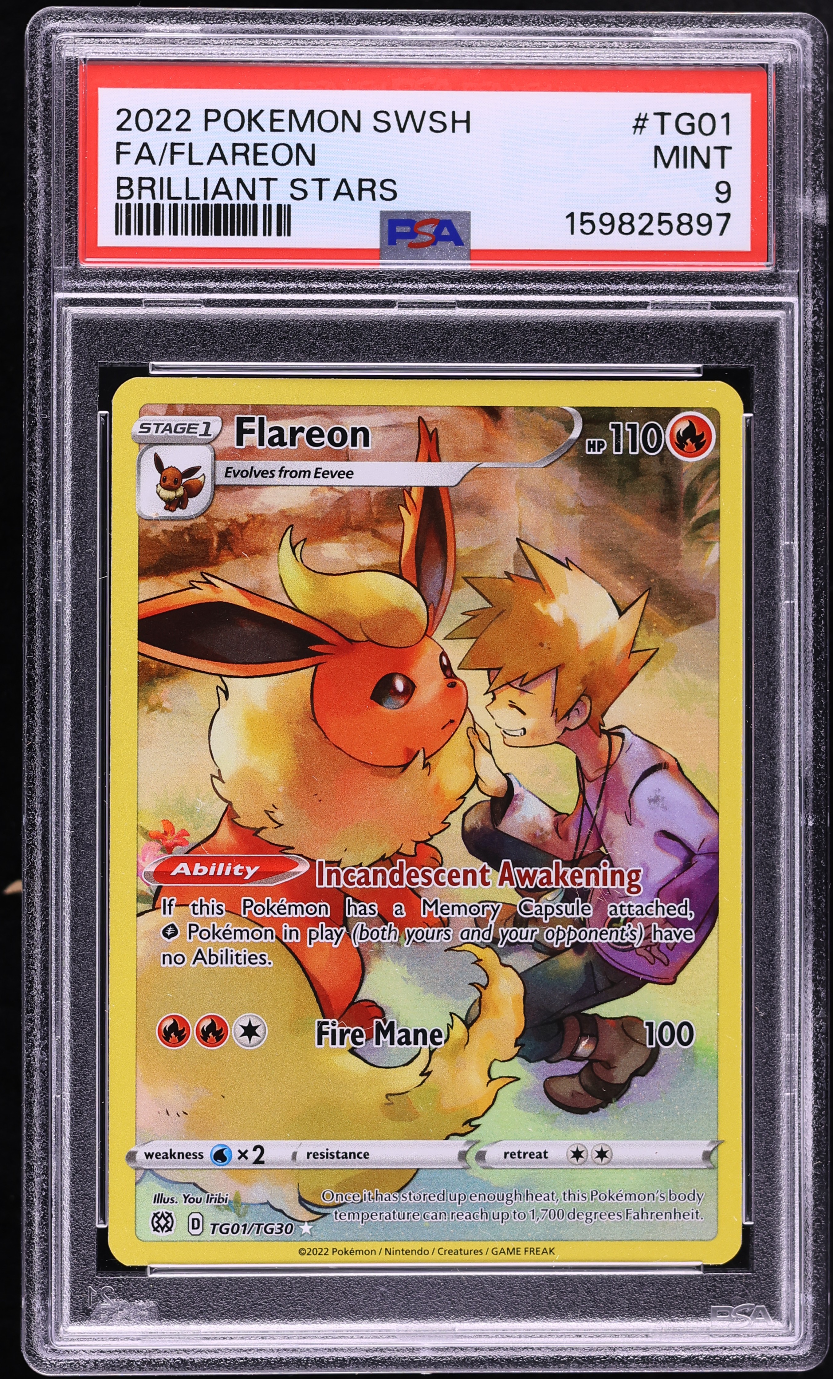2022 Pokemon Sword & Shield Brilliant Stars Trainer Gallery CHR Flareon #TG01 PSA 9 MINT
