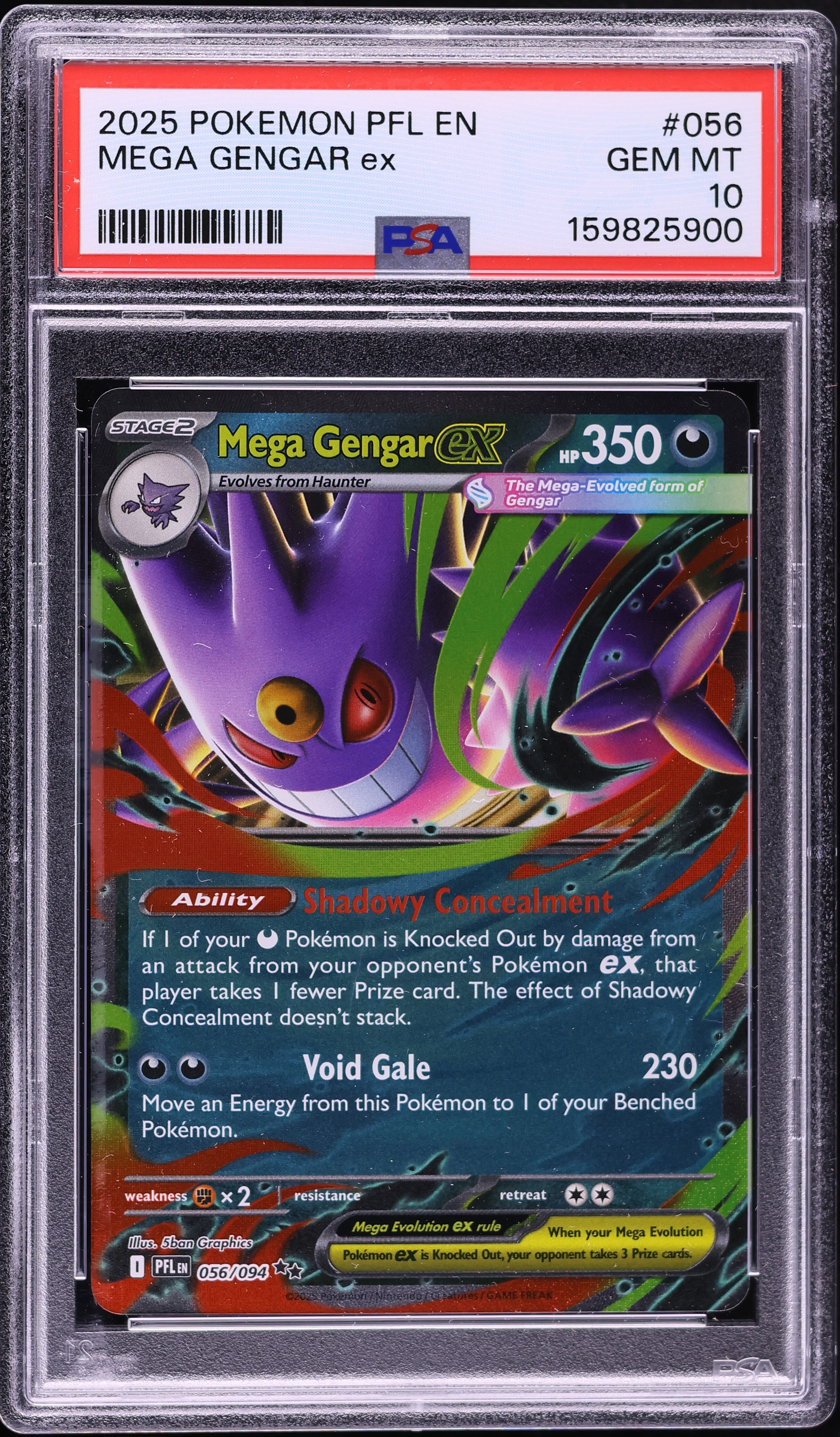 2025 Pokemon Mega Evolution Phantasmal Flames Holo Mega Gengar Ex #56 PSA 10 GEM MINT