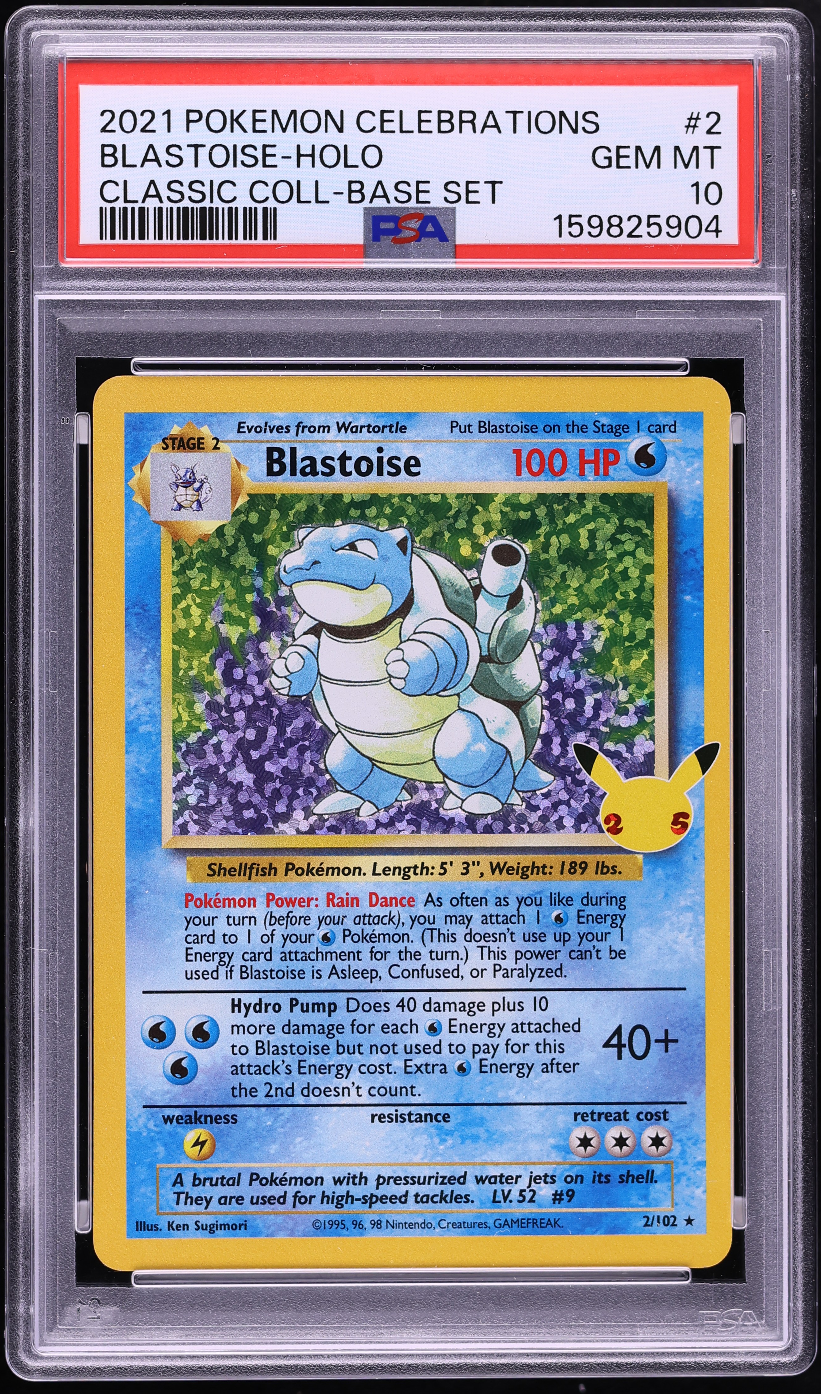 2021 Pokemon Sword & Shield Celebrations Classic Collection Holo Blastoise #2 PSA 10 GEM MINT