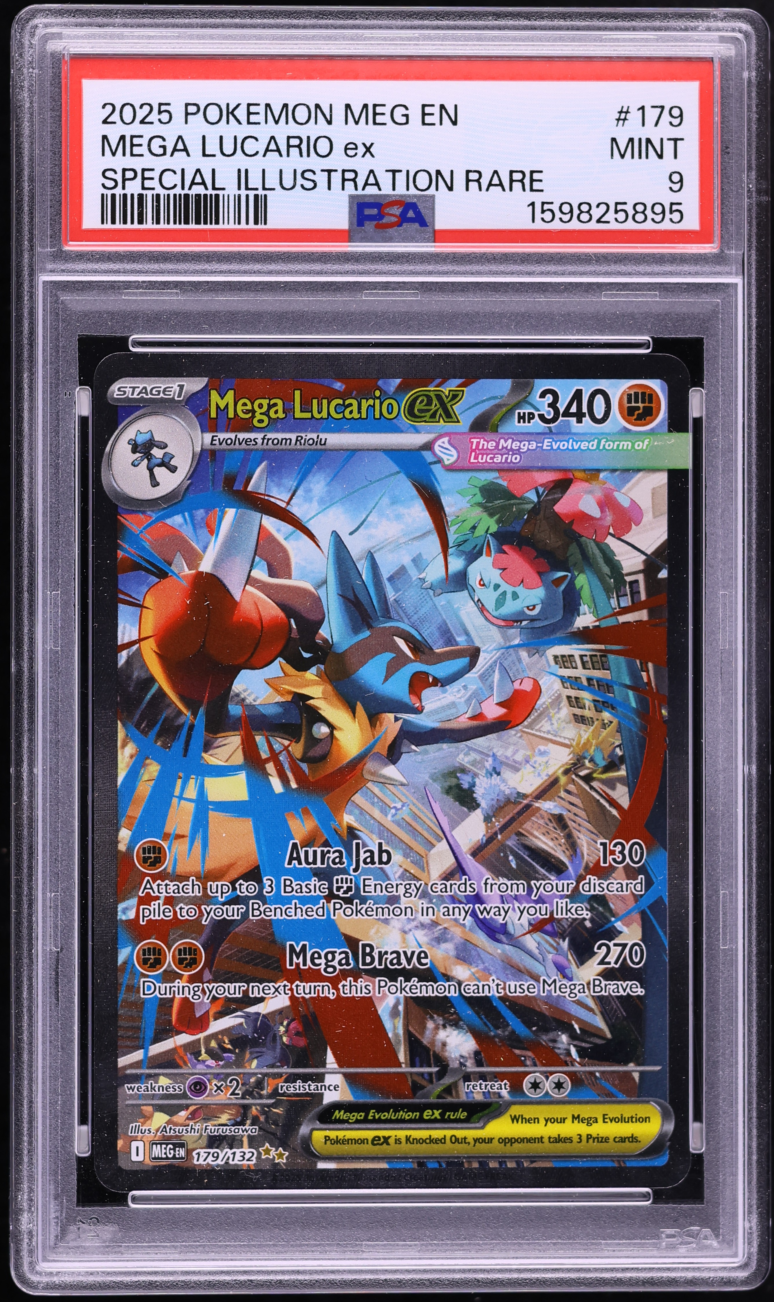 2025 Pokemon Mega Evolution SIR Mega Lucario Ex #179 PSA 9 MINT