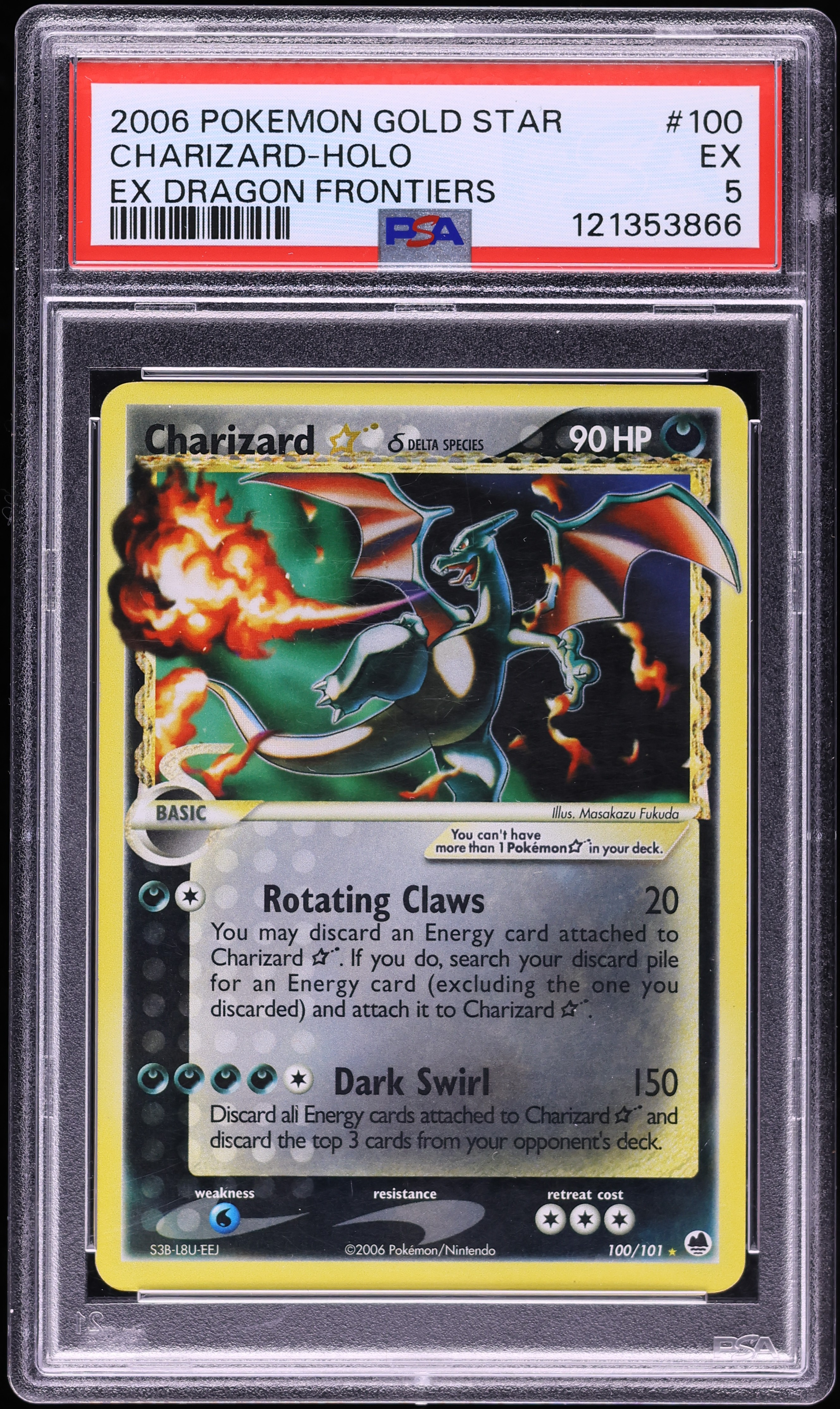 2003 Pokemon EX Dragon Frontiers Holo Charizard Gold Star #100 PSA 5 EX