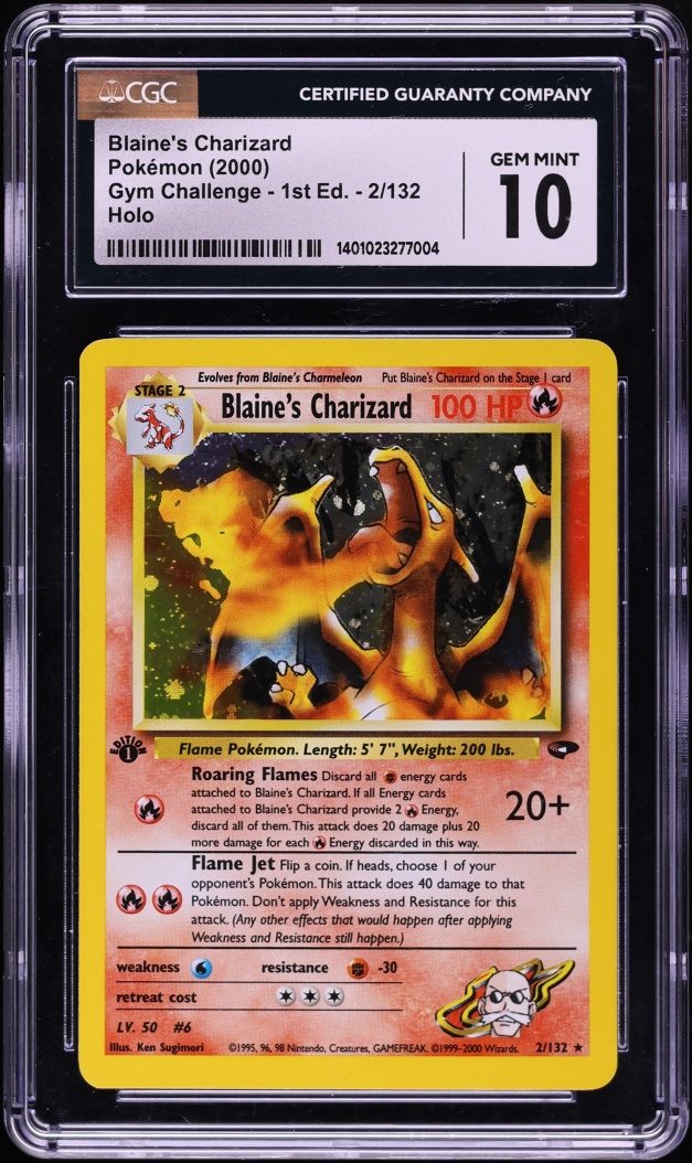 2000 Pokemon Gym Challenge 1st Edition Holo Blaine's Charizard #2 CGC 10 GEM MINT
