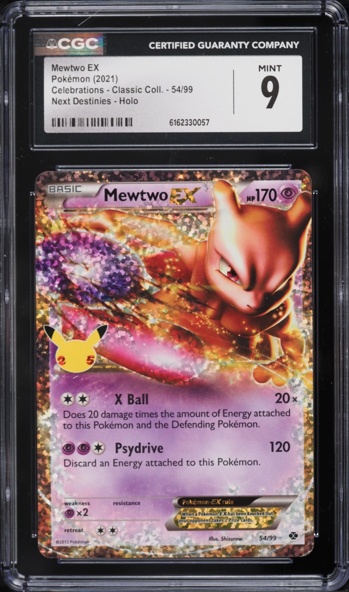 2021 Pokemon Sword & Shield Celebrations Classic Collection Holo Mewtwo EX #54 CGC 9 MINT
