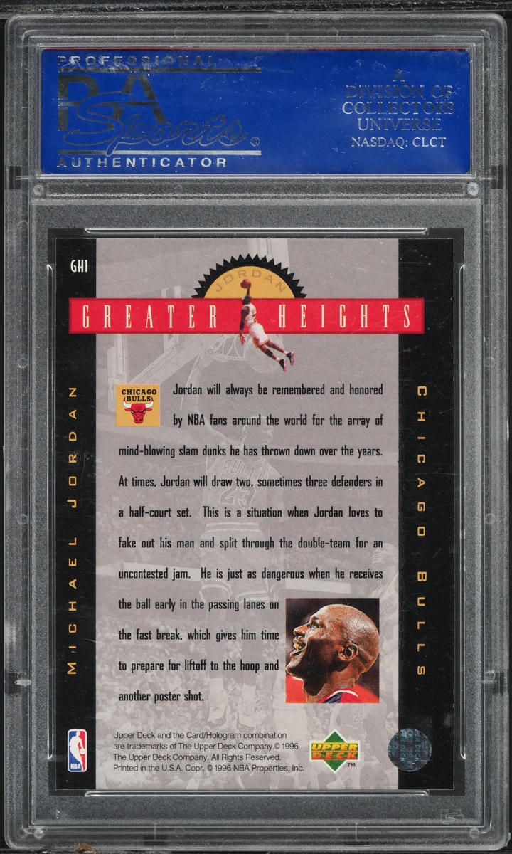 1996 Upper Deck Greater Heights Michael Jordan #GH10 PSA 9 MINT