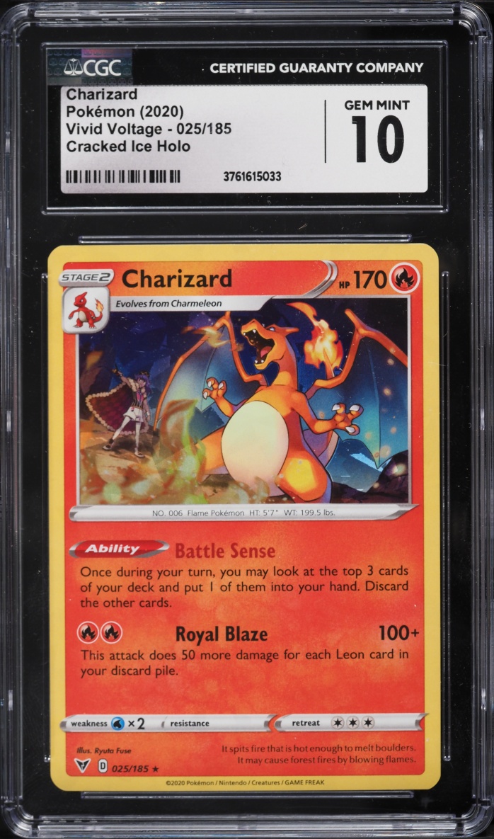 2020 Pokemon Sword & Shield Vivid Voltage Cracked Ice Holo Charizard #25 CGC 10 GEM MINT