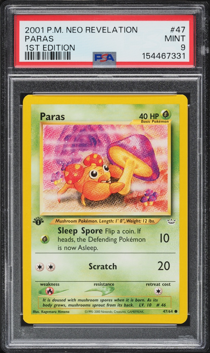 2001 Pokemon Neo Revelation 1st Edition Paras #47 PSA 9 MINT