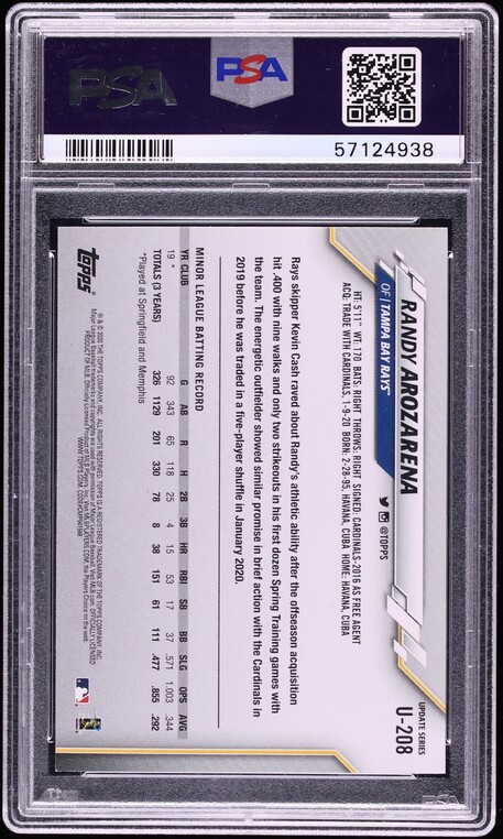 2020 Topps Update Randy Arozarena ROOKIE #U-208 PSA 9 MINT