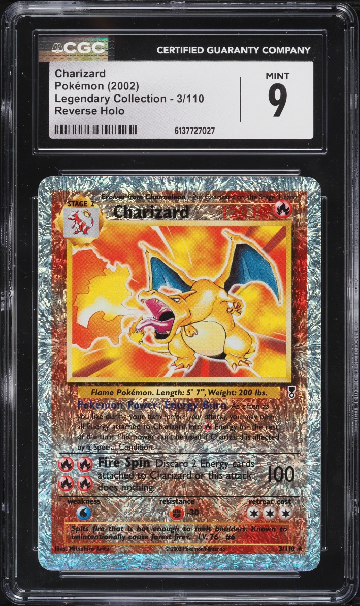 2002 Pokemon Legendary Collection Reverse Holo Charizard #3 CGC 9 MINT