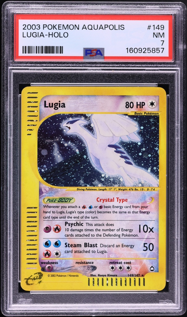 2003 Pokemon Aquapolis Holo Crystal Lugia #149 PSA 7 NRMT