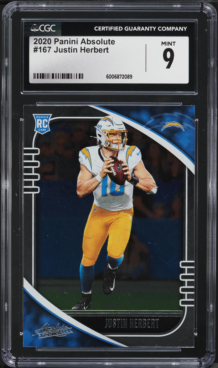 2020 Absolute Football Justin Herbert ROOKIE #167 CGC 9 MINT