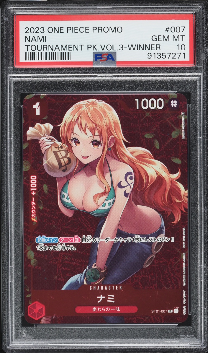 2023 One Piece Japanese Promo Tournament Pack Vol 3 Winner Alt Art Nami #ST01-007 PSA 10 GEM