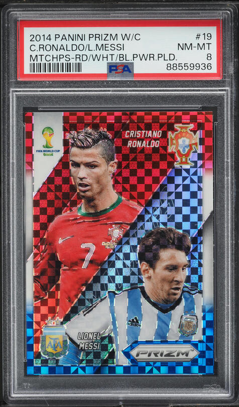 2014 Panini Prizm World Cup Blue Red Wave Cristiano Ronaldo Lionel