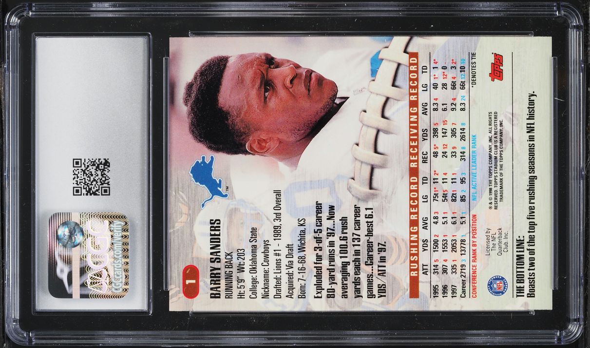 1998 Stadium Club Barry Sanders #1 CGC 10 GEM MINT