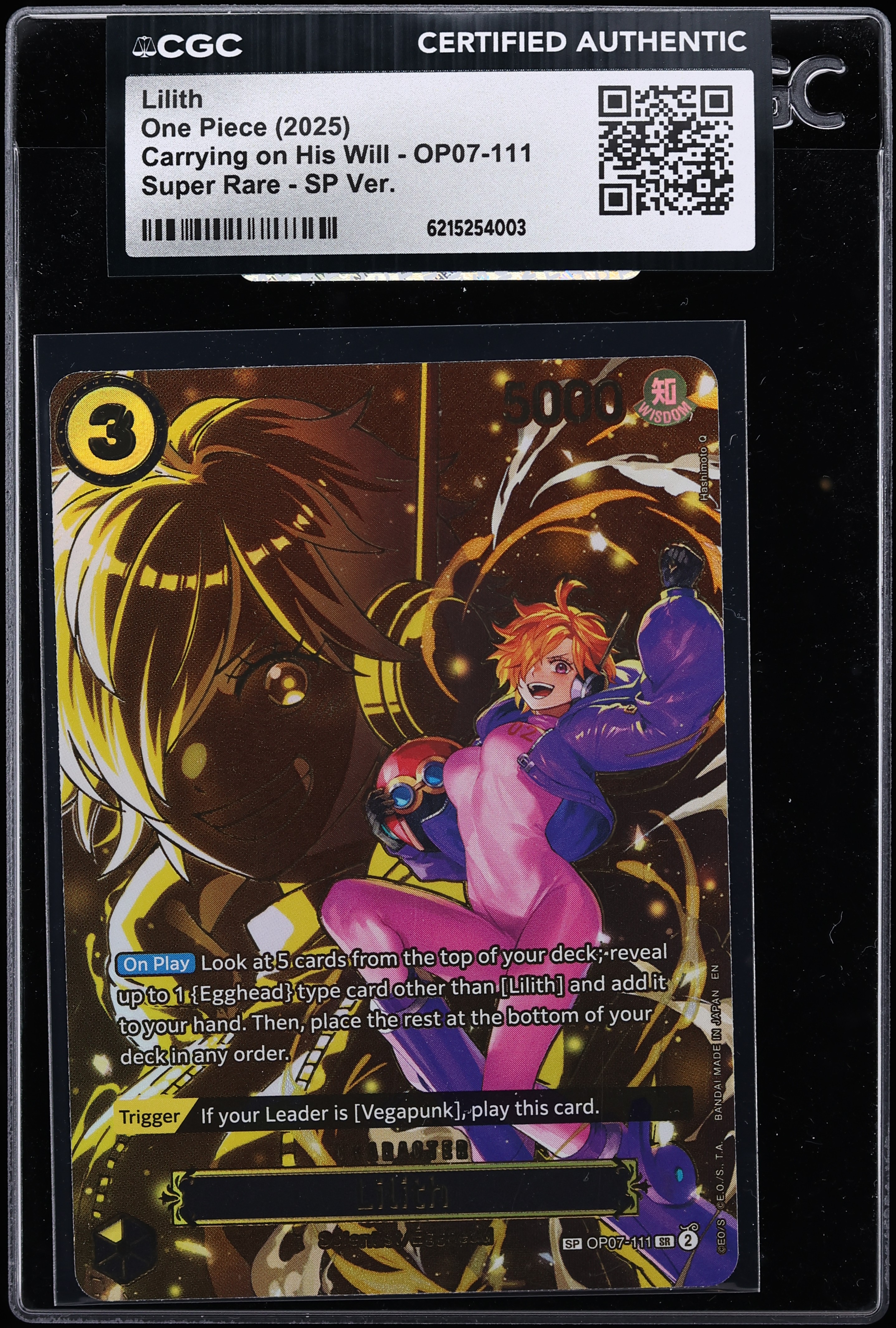 2025 One Piece Carrying On His Will SP Version Lilith #OP07-111 CGC AUTH