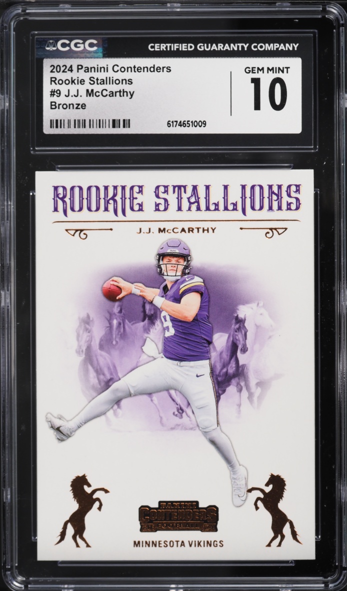 2024 Panini Contenders Stallions Bronze J.J. McCarthy ROOKIE #9 CGC 10 GEM MINT