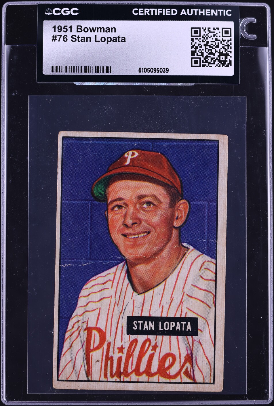 1951 Bowman Stan Lopata #76 CGC AUTH