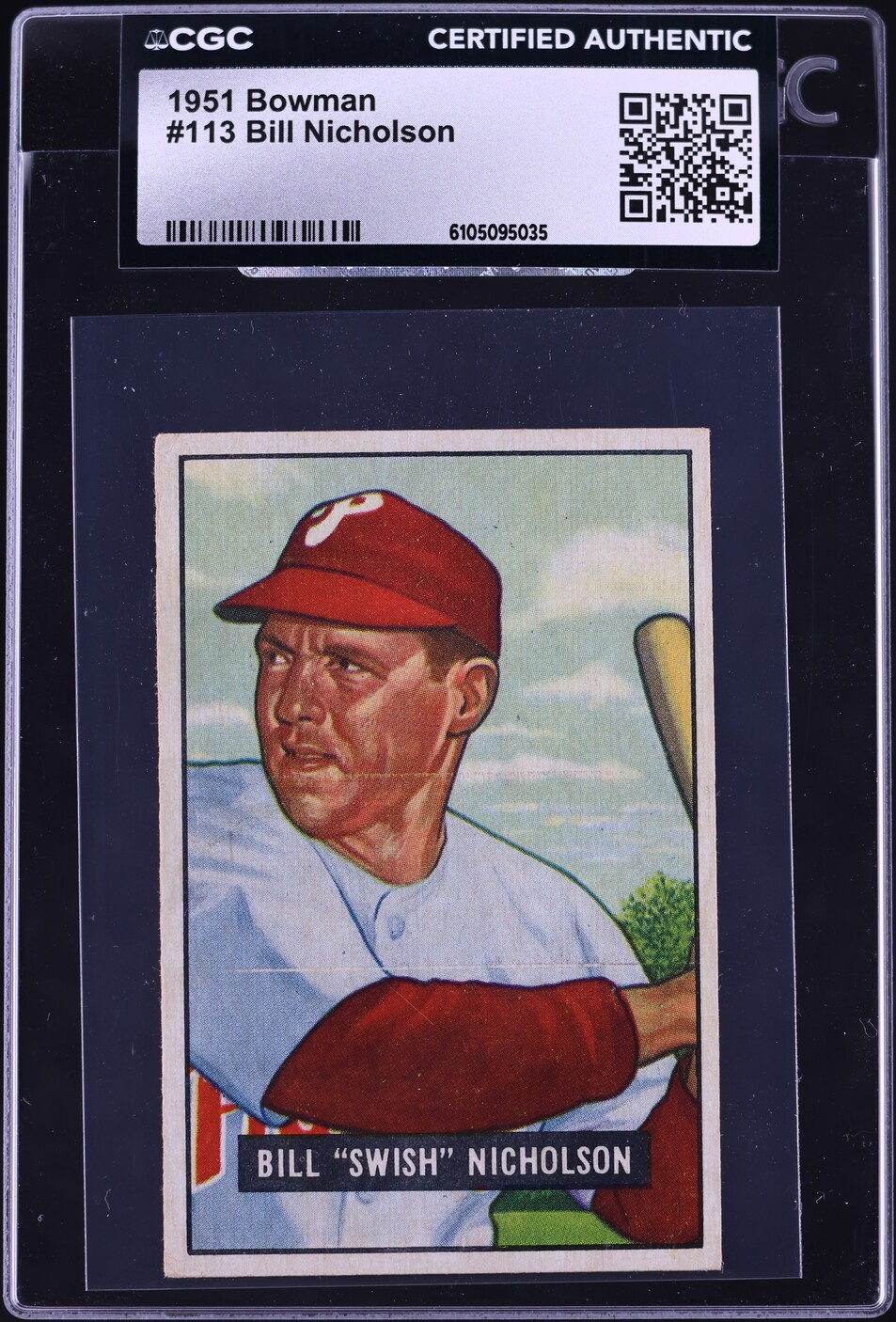 1951 Bowman Bill Nicholson #113 CGC AUTH