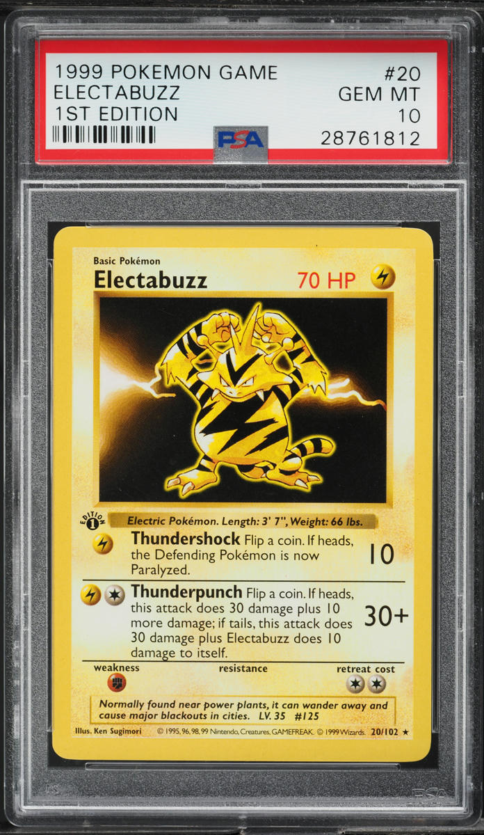1999 Pokemon Base Set Shadowless 1st Edition Electabuzz #20 PSA 10 GEM MINT