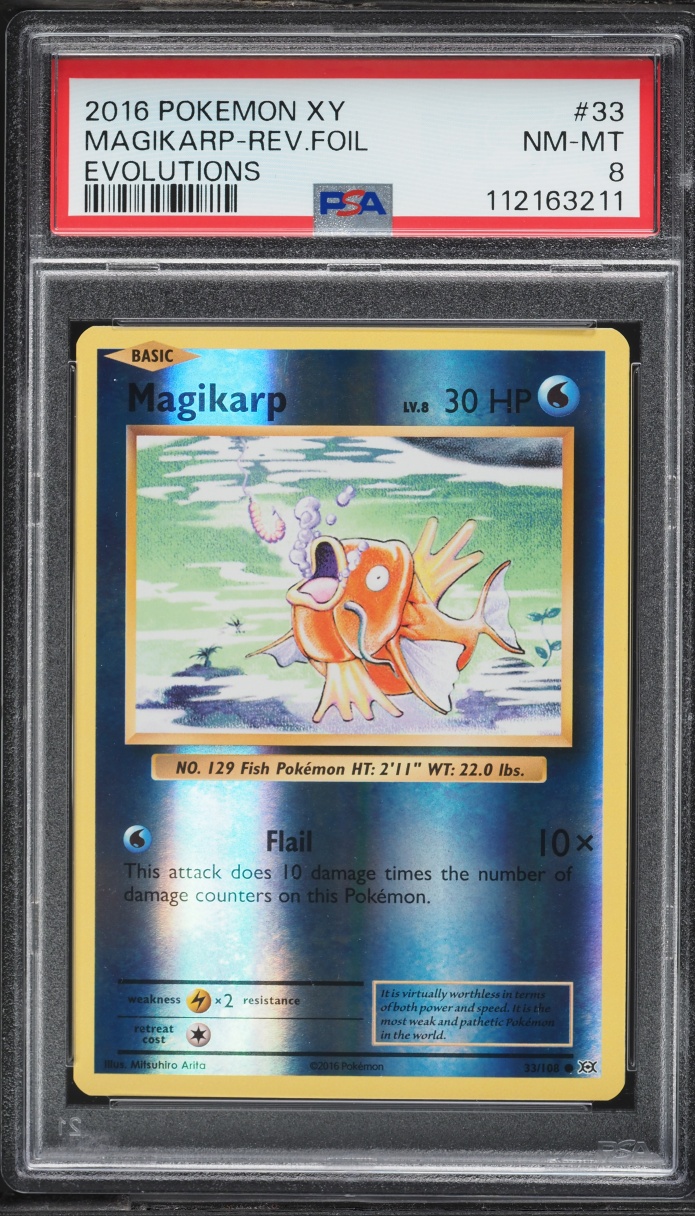2016 Pokemon XY Evolutions Reverse Holo Magikarp #33 PSA 8 NM-MT