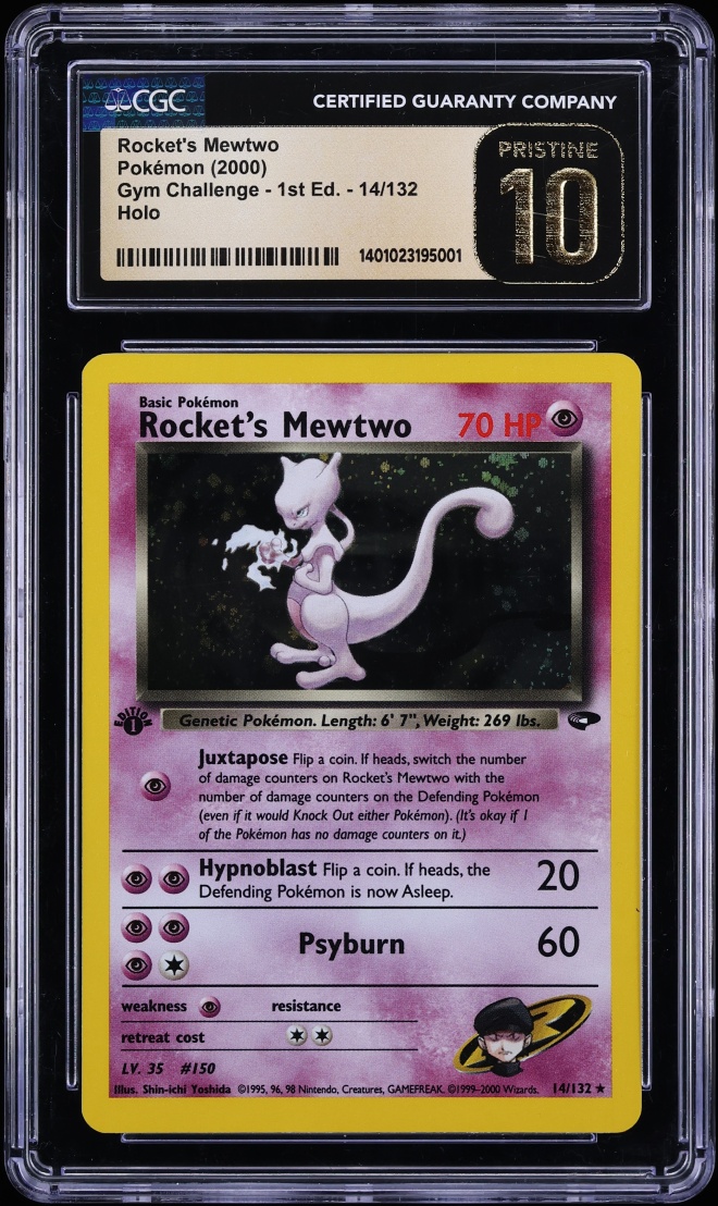2000 Pokemon Gym Challenge 1st Edition Holo Rocket's Mewtwo #14 CGC 10 PRISTINE