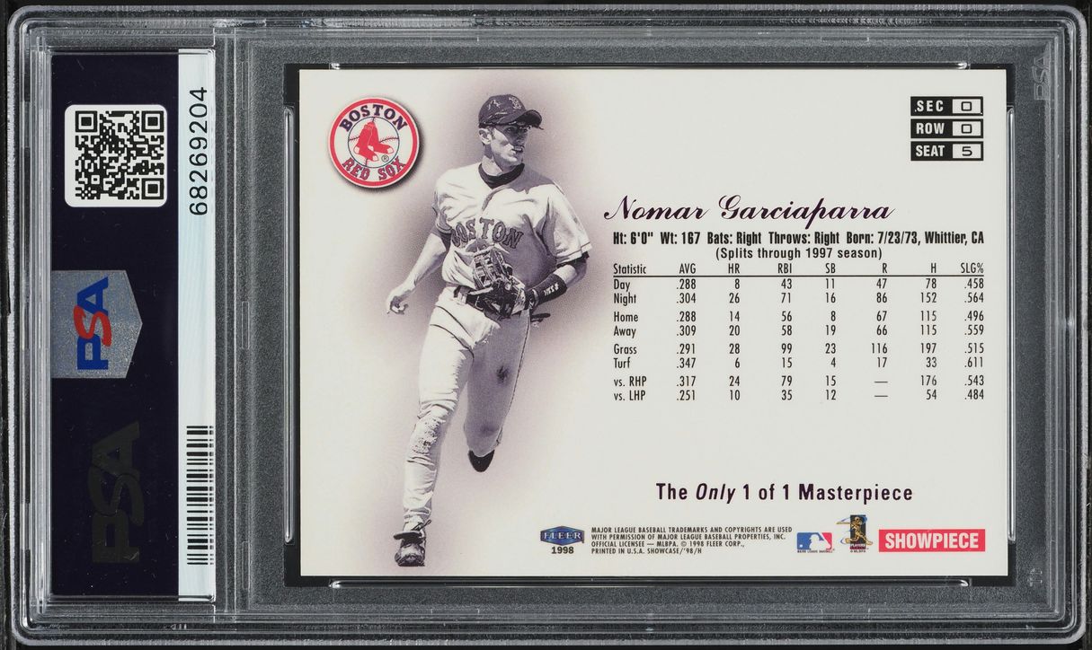 1998 Flair Showcase Legacy Collection Masterpiece Nomar Garciaparra 1/1 PSA 8