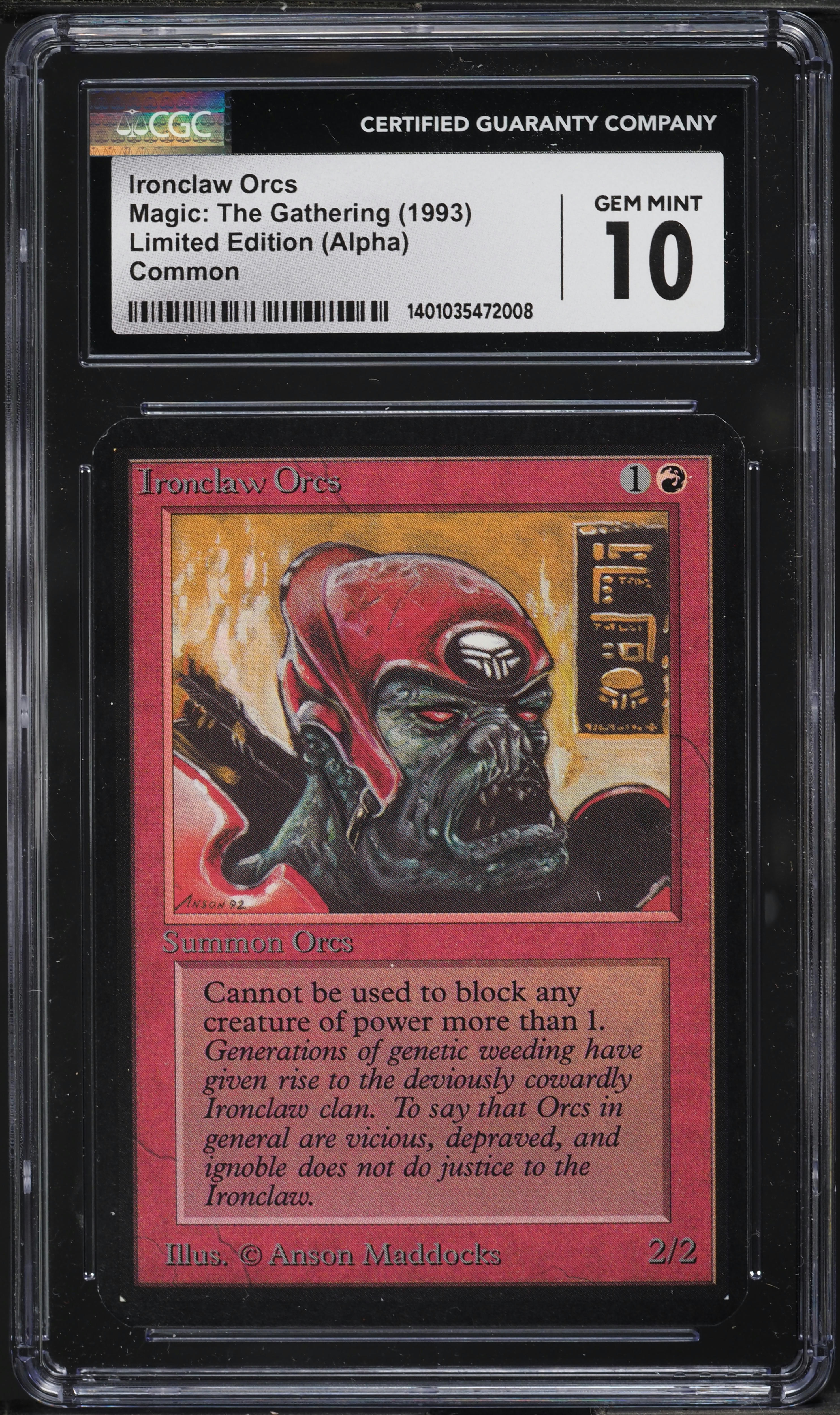 1993 Magic The Gathering MTG Alpha Ironclaw Orcs CGC 10 GEM MINT