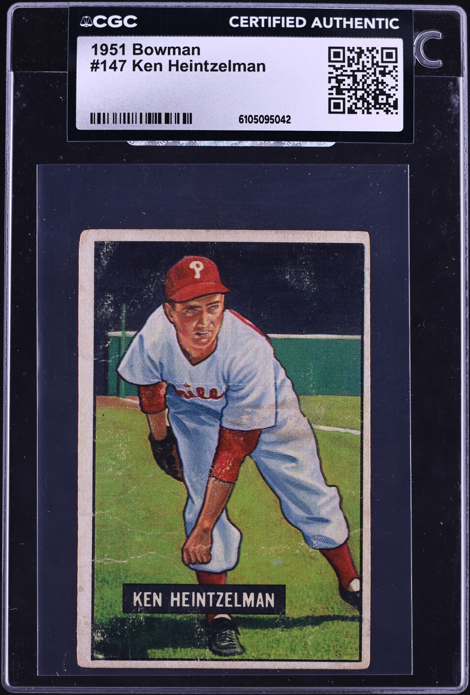 1951 Bowman Ken Heintzelman #147 CGC AUTH